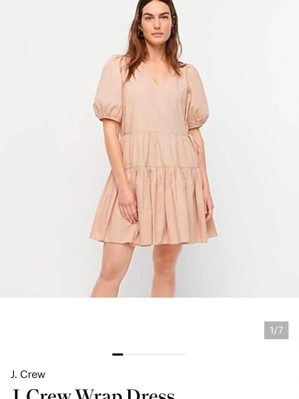 J. Crew Puff Taupe Puff-Sleeve Wrap Dress XS